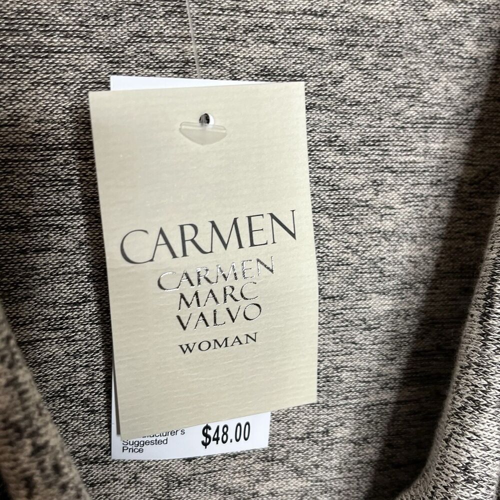 Carmen Marc Valvo Cowl Neck Knit Top Heather Tan Womens 1X Long Sleeve - Picture 5 of 7